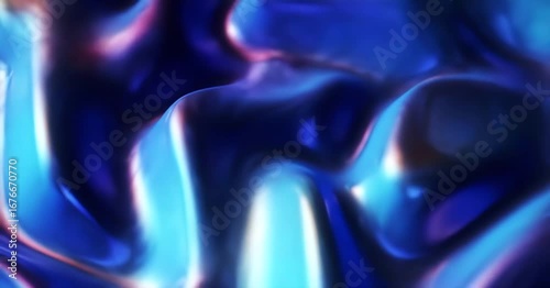 Abstract blue liquid metal surface with glowing highlights and fluid motion