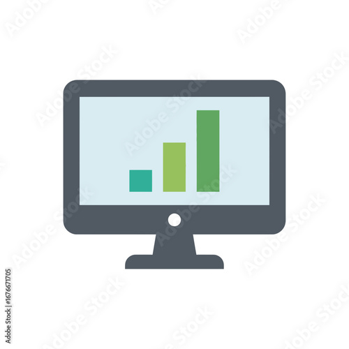 Computer screen displaying a bar chart with increasing bars.