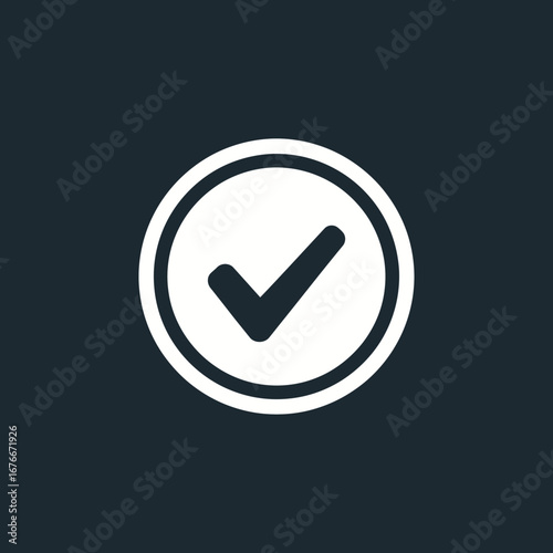 White check mark inside a circle on a dark background.