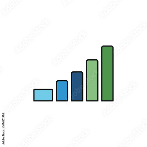 Bar chart showing increasing values with blue and green bars.