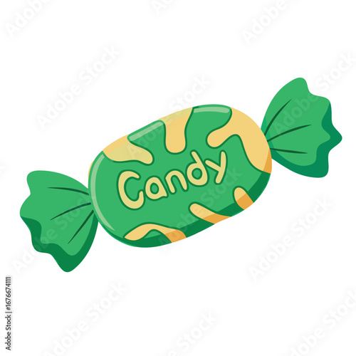 Green and yellow wrapped candy with text sweet treat