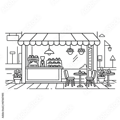 Vector sketch of a house with blueprint design and modern architecture