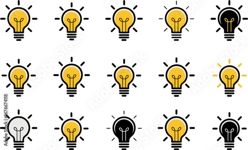 Light bulb idea concept vector illustration design set