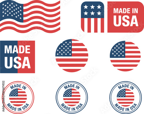 Made in usa vector icons american flag quality product