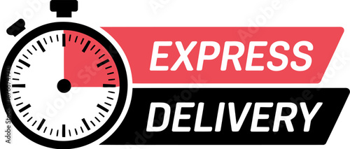 Express delivery service with stopwatch icon for fast shipping