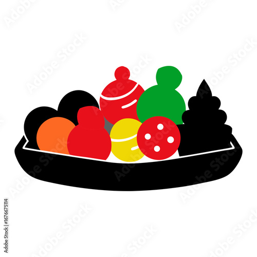 Vector art illustration of a vibrant collection of delicious sweets on a tray