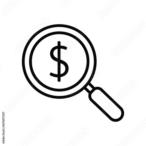 Financial Analysis: An illustrative magnifying glass focuses intently on a dollar sign, symbolizing the scrutiny and deep dive required for informed financial decision-making.