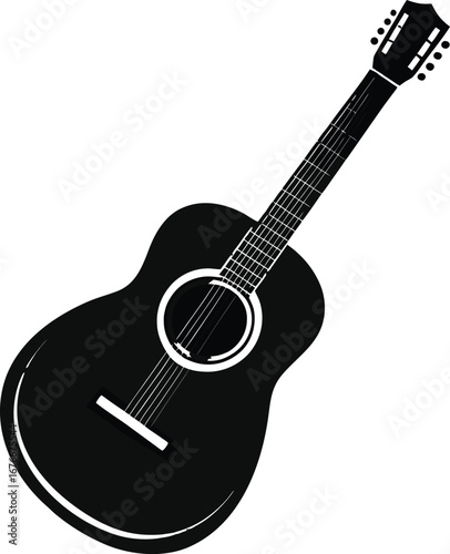 A black acoustic guitar silhouette silhouette