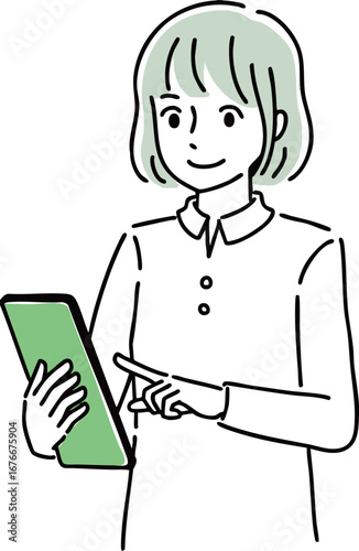 タブレットを操作する女性