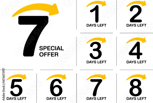 Countdown timer for special offer with large number seven and smaller digits