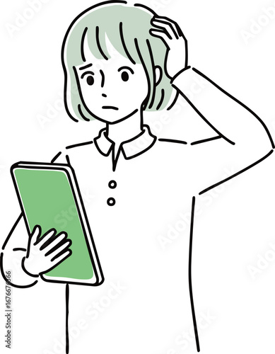 タブレットを操作する女性