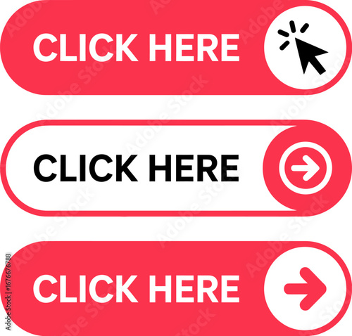 Click here button vector design call to action interface web