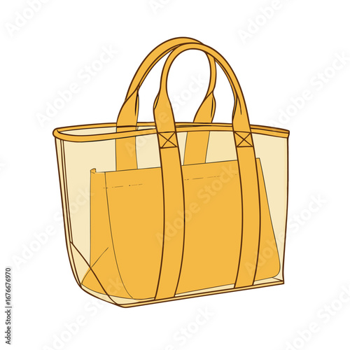 Transparent tote bag with inner pouch yellow