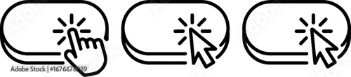 Click button icon set hand and cursor pressing vector design