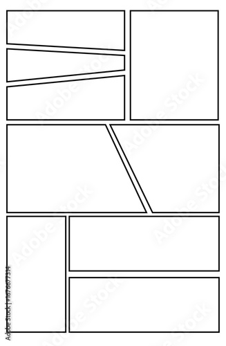 漫画風フレーム　コマ割りシンプルテンプレート