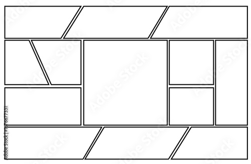 漫画風フレーム　コマ割りシンプルテンプレート