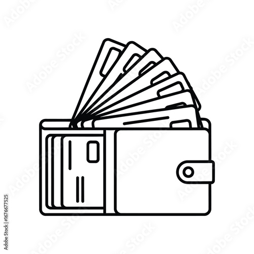 Wallet with cards: A visual representation of a wallet fanned with credit cards, focusing on the theme of finance, transaction, and monetary affairs.