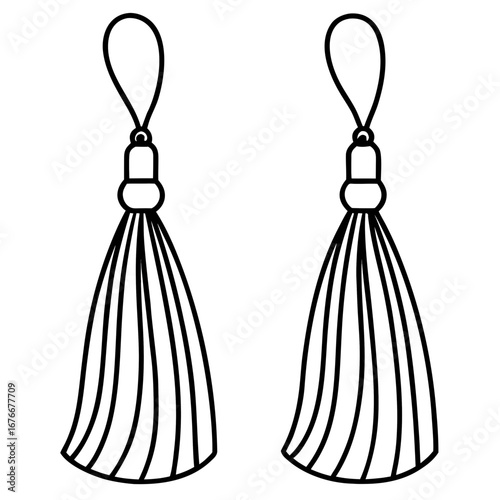 Tassel Earrings line art vector