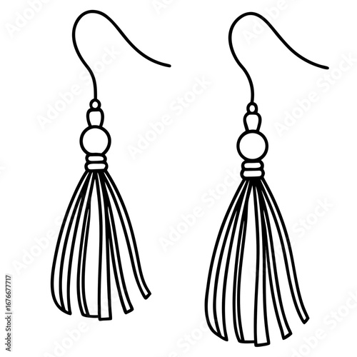 Tassel Earrings line art vector