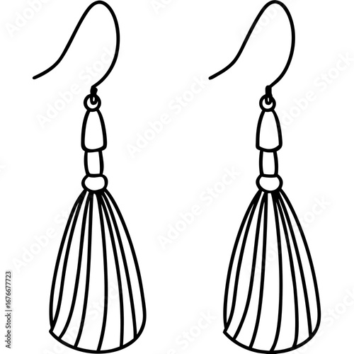 Tassel Earrings line art vector