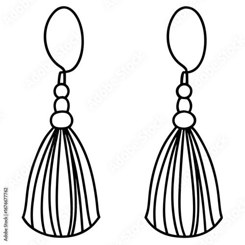 Tassel Earrings line art vector