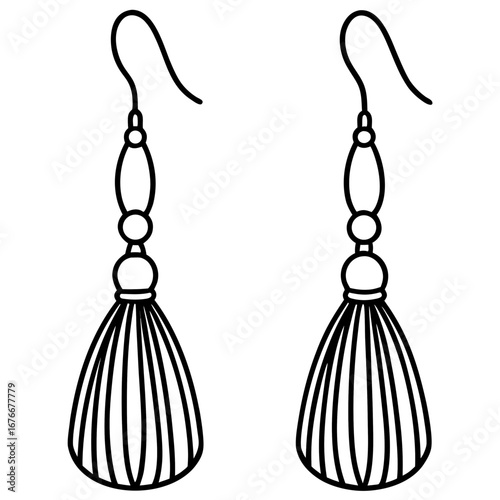 Tassel Earrings line art vector