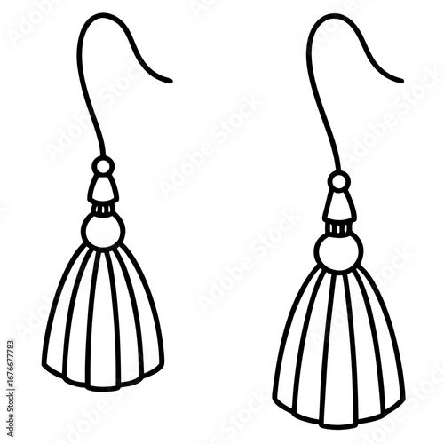 Tassel Earrings line art vector