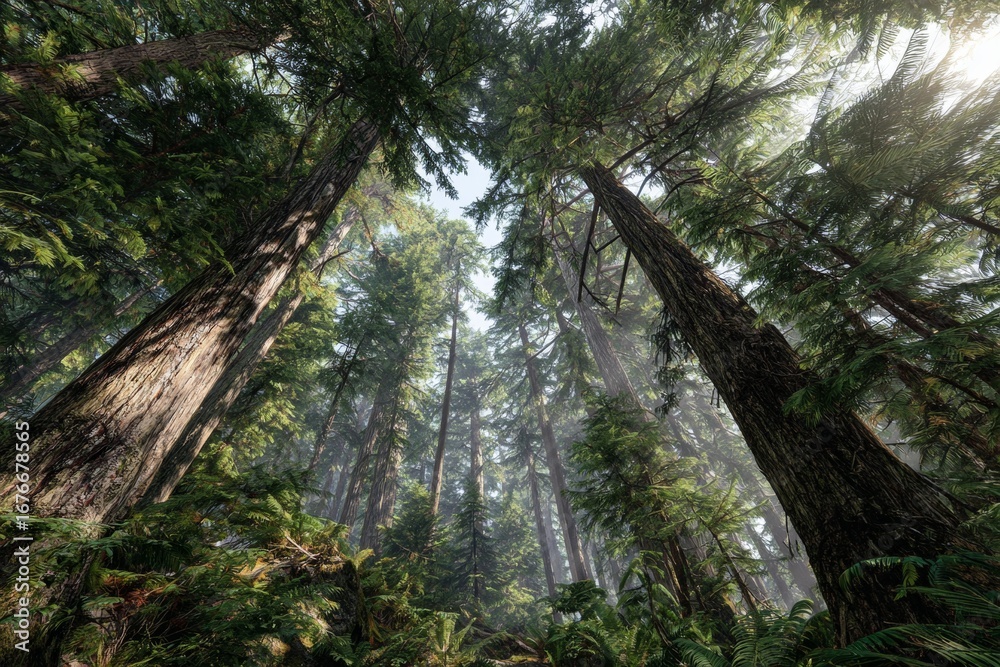 Fototapeta premium Digital data streams: a new perspective on forest conservation. Resource conservation. The benefits of saving paper: a guide for environmentally conscious companies. Future of work.