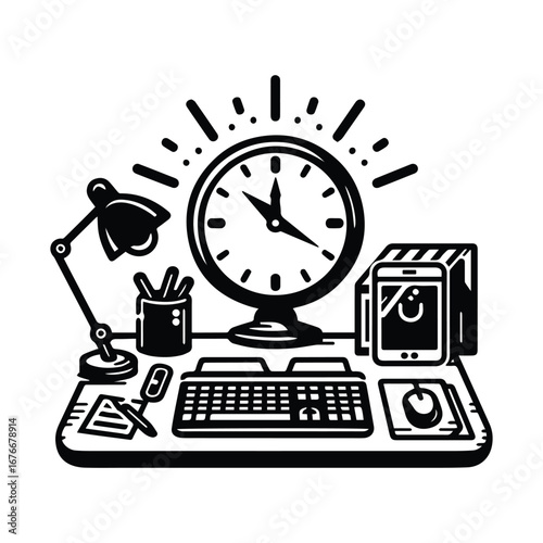 Desk Clock Business Work Symbol