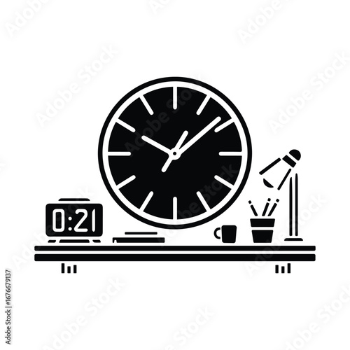Desk Clock Business Work Symbol