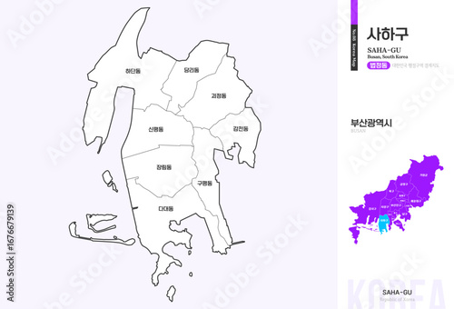 부산광역시 사하구 행정구역 윤곽선 지도