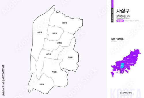부산광역시 사상구 행정구역 윤곽선 지도