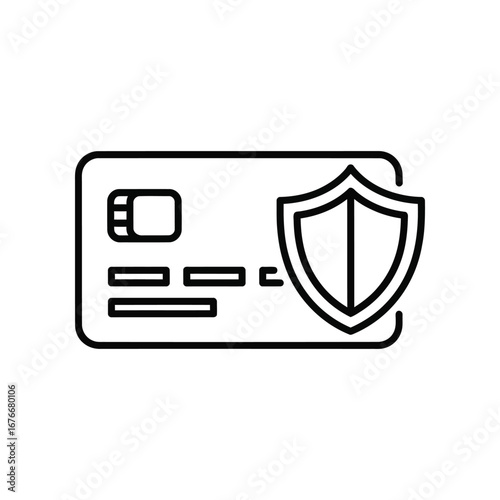 Secure Payment Icon: A minimalist yet effective icon representing a secure payment transaction, featuring a credit card overlaid with a protective shield.