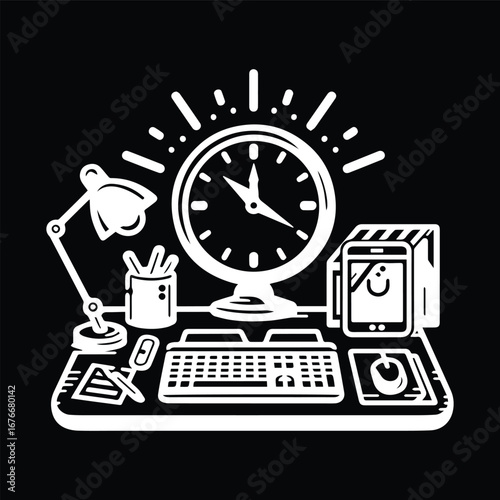 Desk Clock Business Work Symbol
