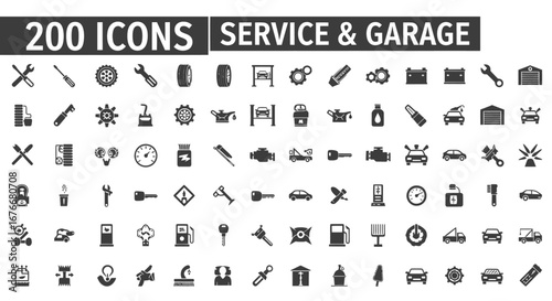 Set of 200 Automotive Service and Garage Icons