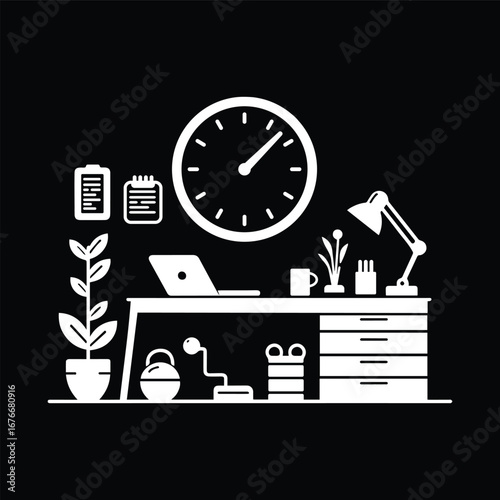 Desk Clock Business Work Symbol