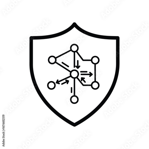 Data protection with Secure Shield: A modern graphic, showing the digital connections safeguarded by a protective shield, represents data security and internet privacy.