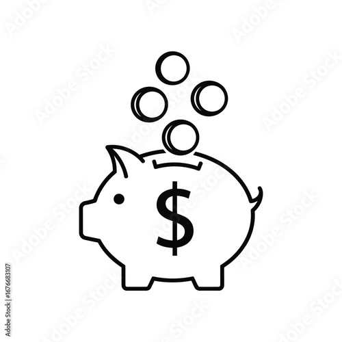 Financial Conservation: An illustration of a classic piggy bank collecting coins. The graphic embodies themes of savings, investment, and financial security.