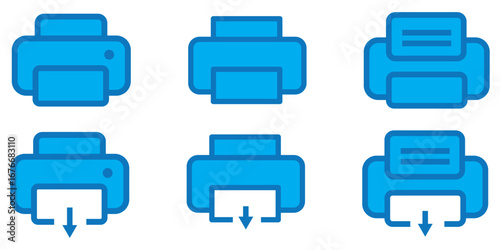 printer icon set vector