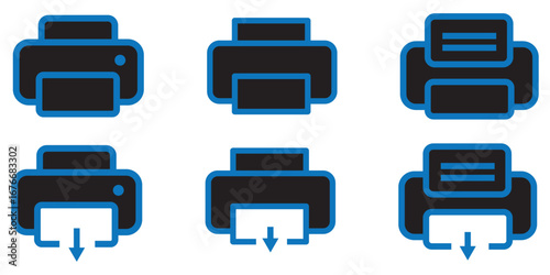 printer icon set vector