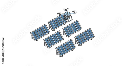 Drone inspecting solar panels for energy efficiency