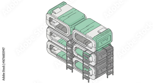 stacked bunk beds interior sleeping arrangement