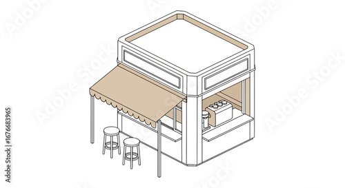 outdoor food stall with seating area
