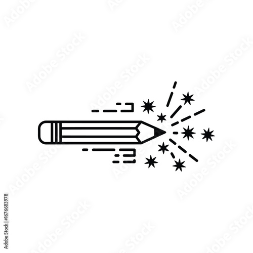 Magical Pencil of Creativity: A graphic representation of a pencil unleashing bursts of stars, conveying the spark of inspiration and the power of creative expression.