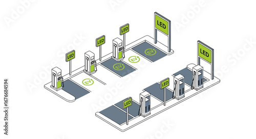 electric vehicle charging stations isometric view