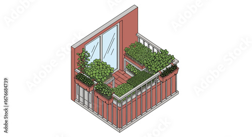 Balcony garden with lush green plants