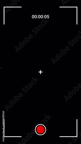 Vertical camera view finder layer. 4K stock video ,Camera mobile phone recording overlay animation in high resolution video,4K vertical video
