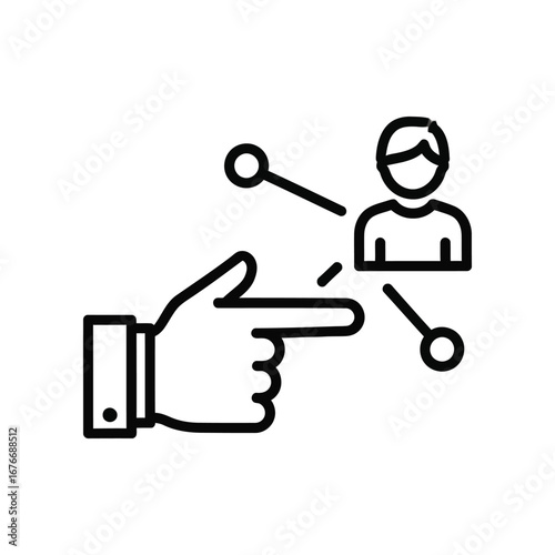 Networking in the Spotlight: An illustrative image of a hand pointing toward a network of connected nodes representing people and relationships, a visualization of interpersonal connections
