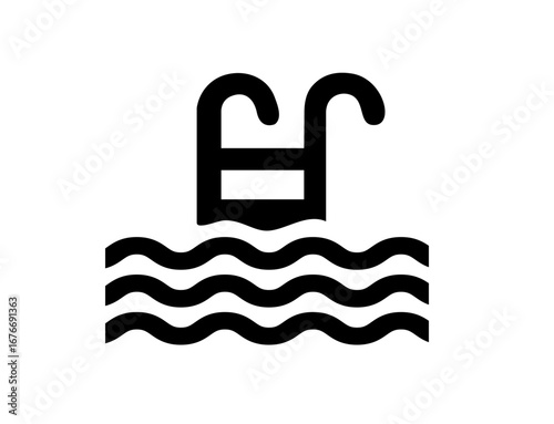 sports icon 25A : Swimming Icon (Black), swimming, water, sport, athlete, pool, wave, competition, freestyle, backstroke, butterfly, breaststroke, black, silhouette, 
