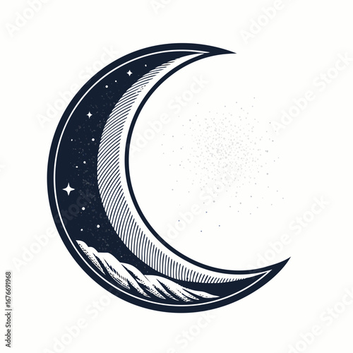 Create Bold Stroke Minimalist Crescent Moo Professional Photo Suitable for Design